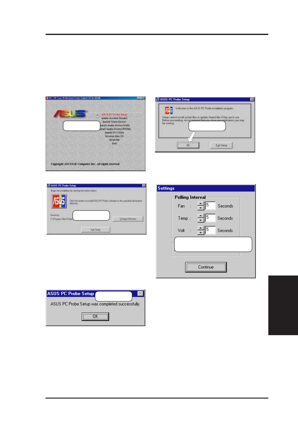 Software setup, 4 asus pc probe setup | Asus MES-VM User Manual | Page 67 / 88