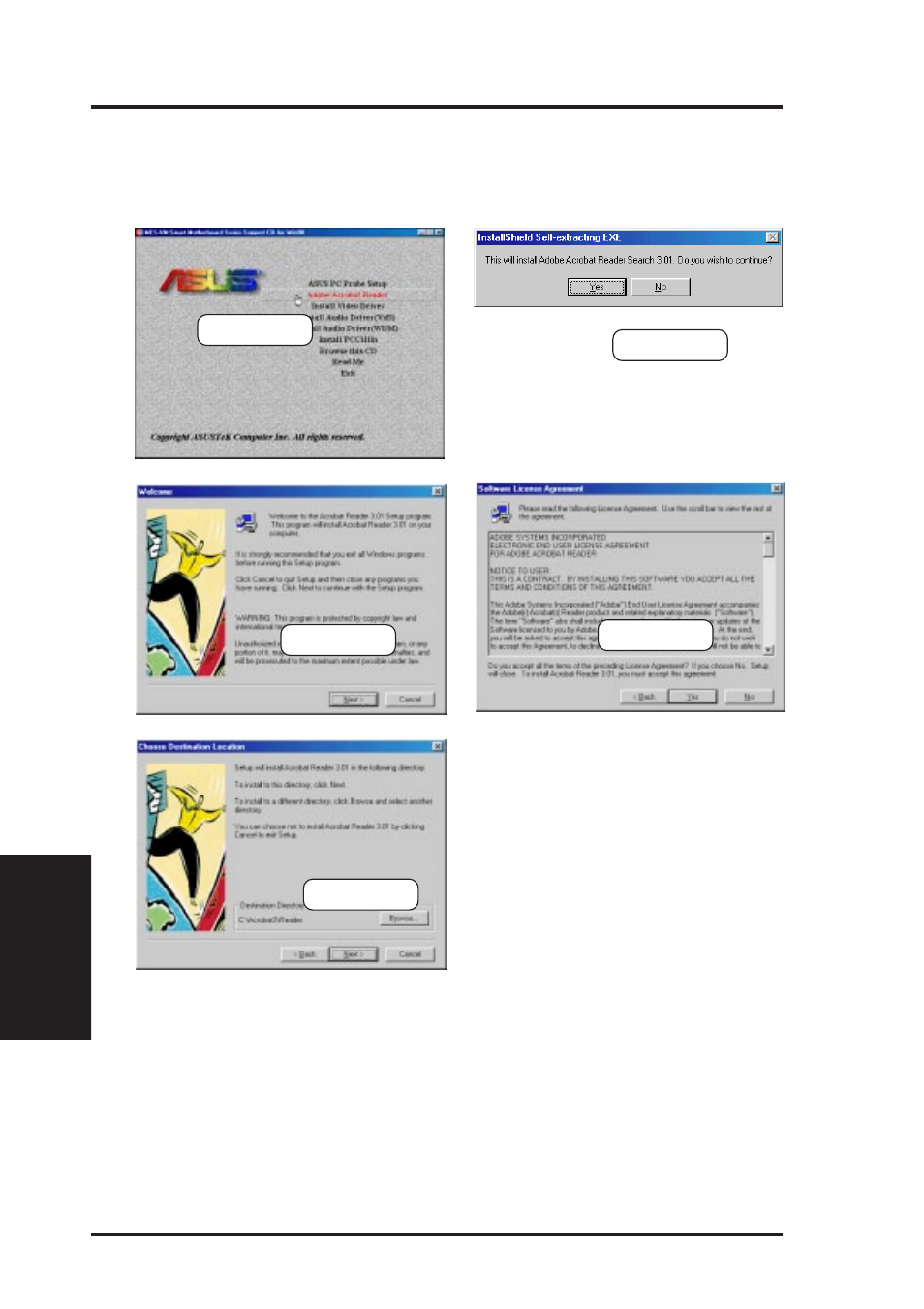 Software setup, 5 adobe acrobat reader | Asus MES-VM User Manual | Page 68 / 88