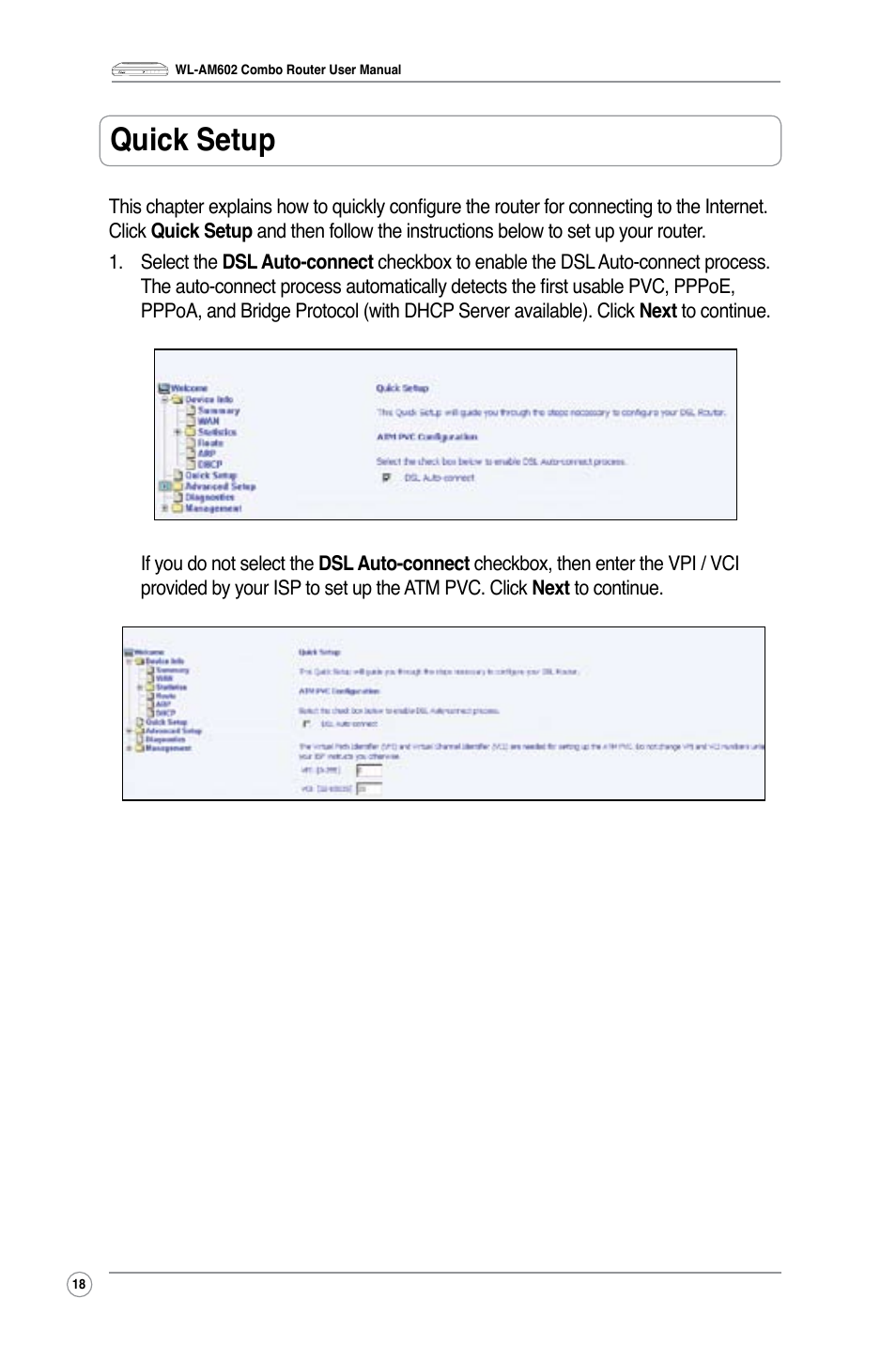 Quick setup | Asus WL-AM602 User Manual | Page 20 / 48