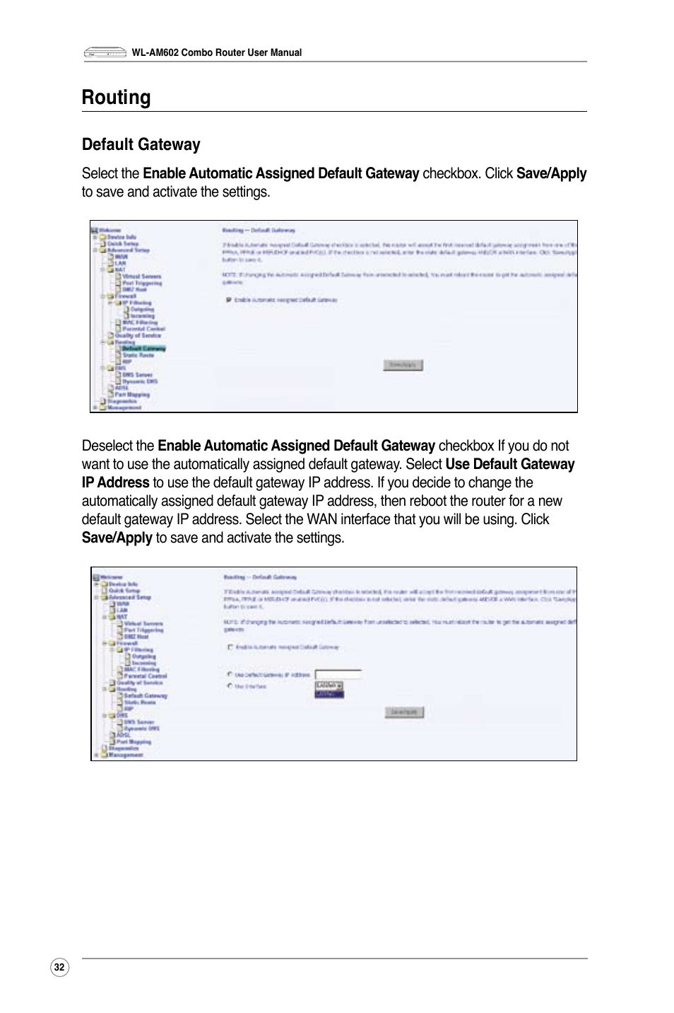 Routing, Default gateway | Asus WL-AM602 User Manual | Page 34 / 48