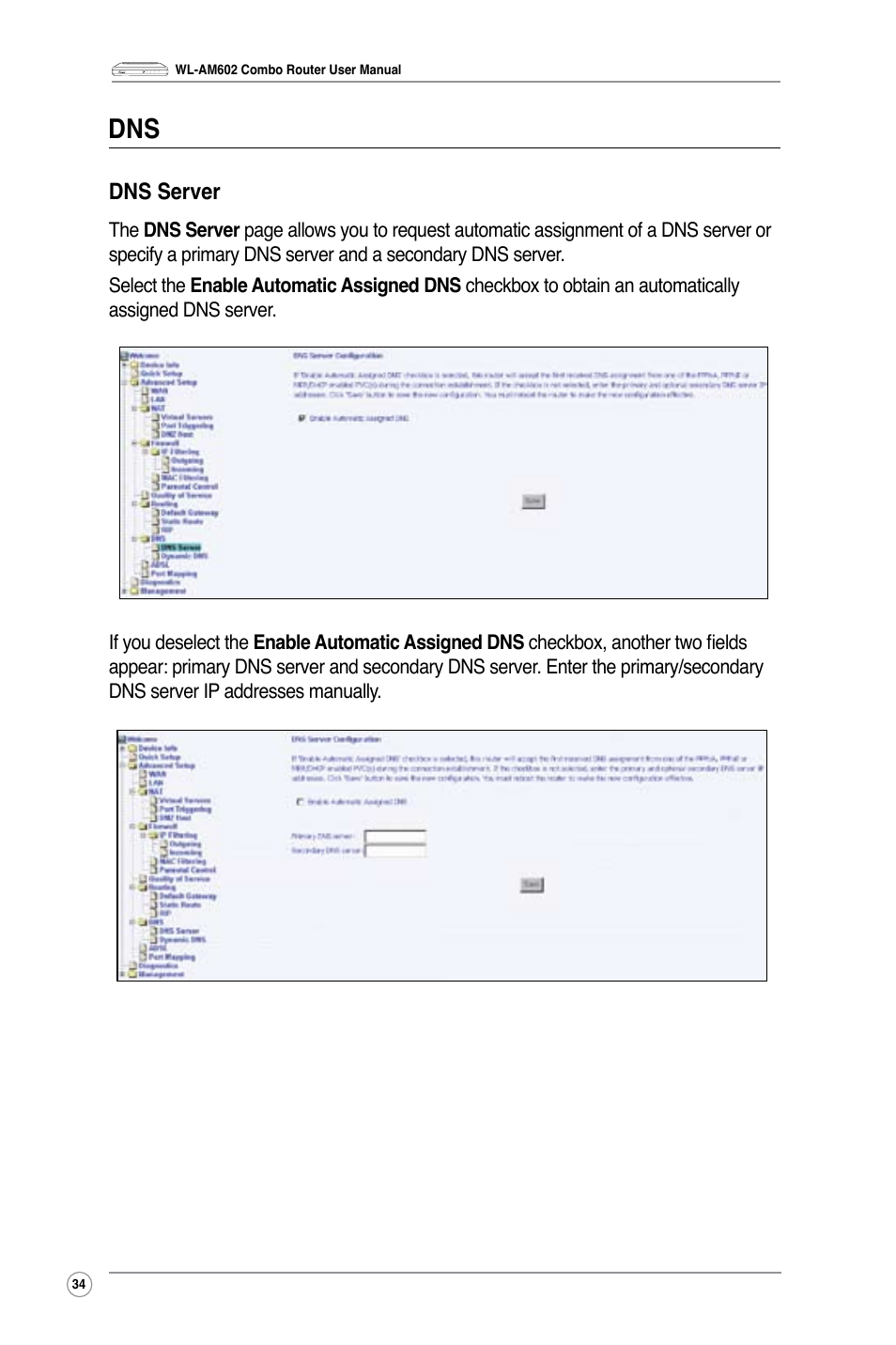 Dns server | Asus WL-AM602 User Manual | Page 36 / 48