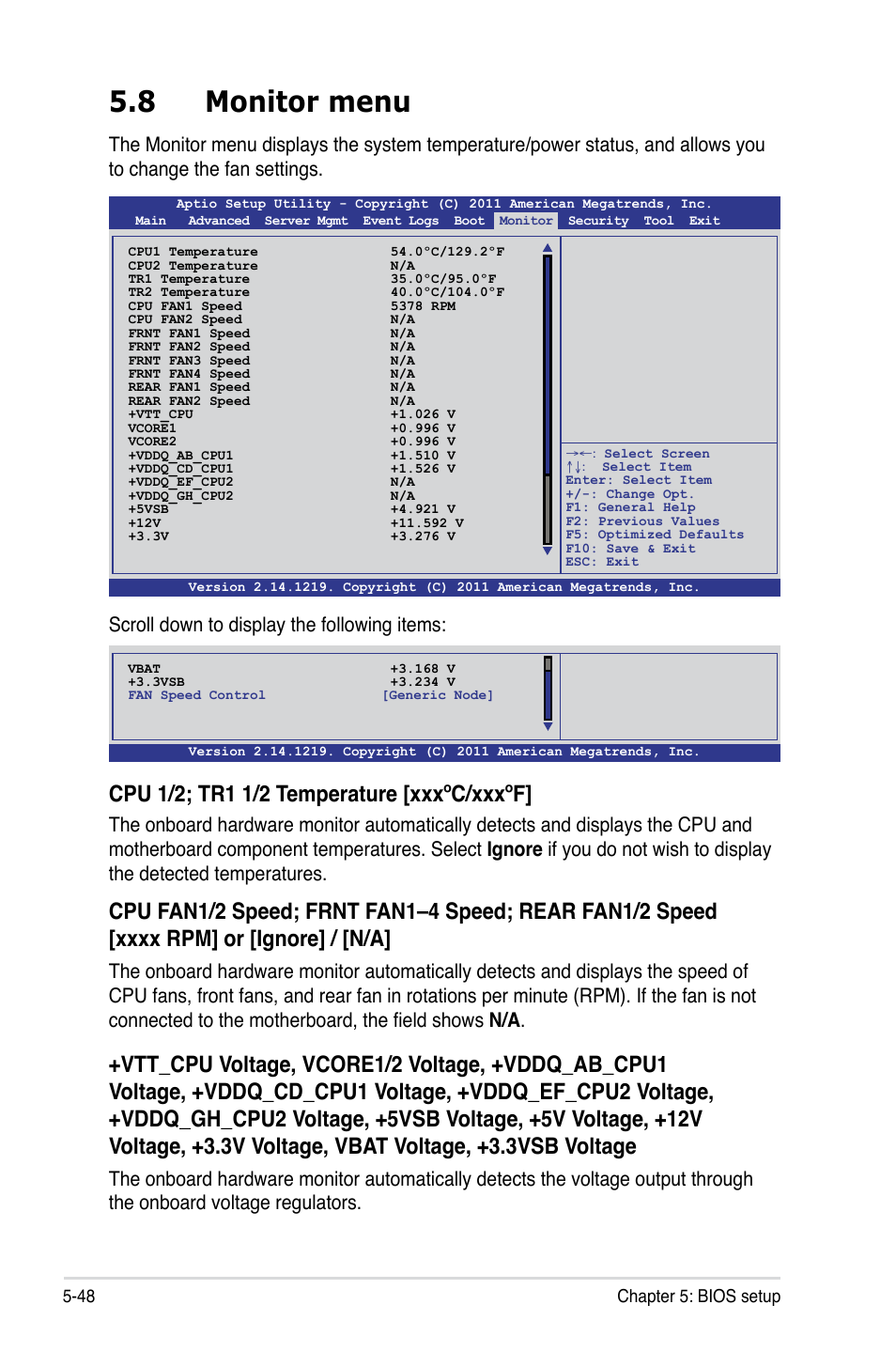 8 monitor menu, Monitor menu -48 | Asus RS700-E7/RS4 User Manual | Page 112 / 196