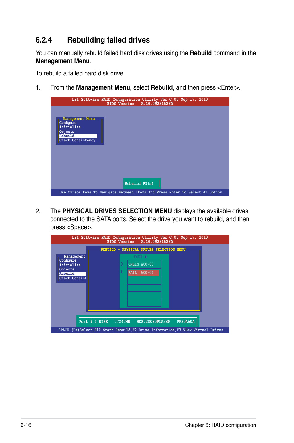 4 rebuilding failed drives, Rebuilding failed drives -16 | Asus RS700-E7/RS4 User Manual | Page 132 / 196