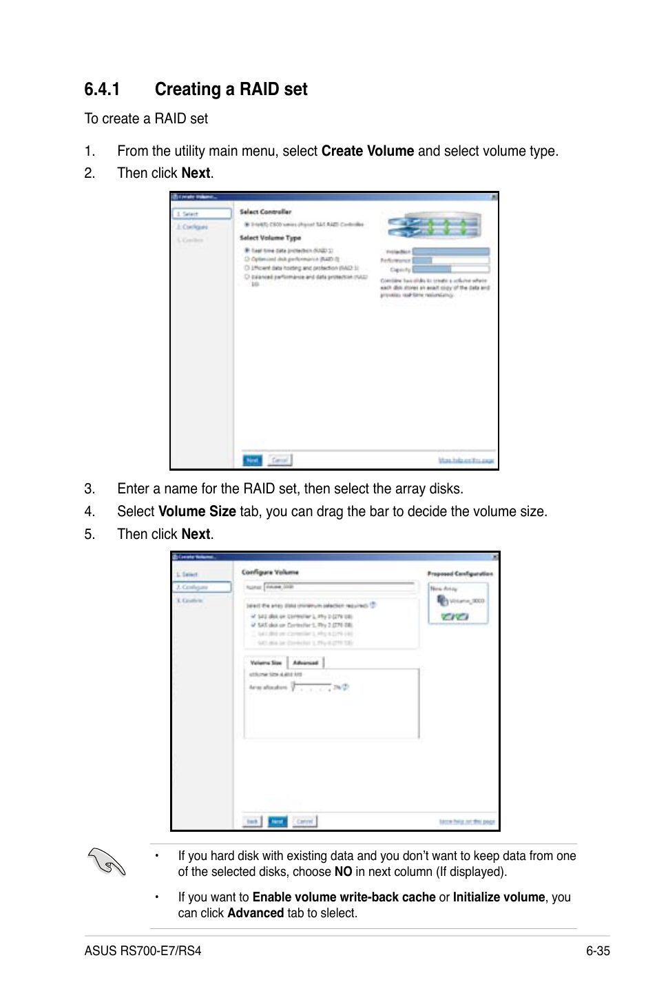 1 creating a raid set, Creating a raid set -35 | Asus RS700-E7/RS4 User Manual | Page 151 / 196