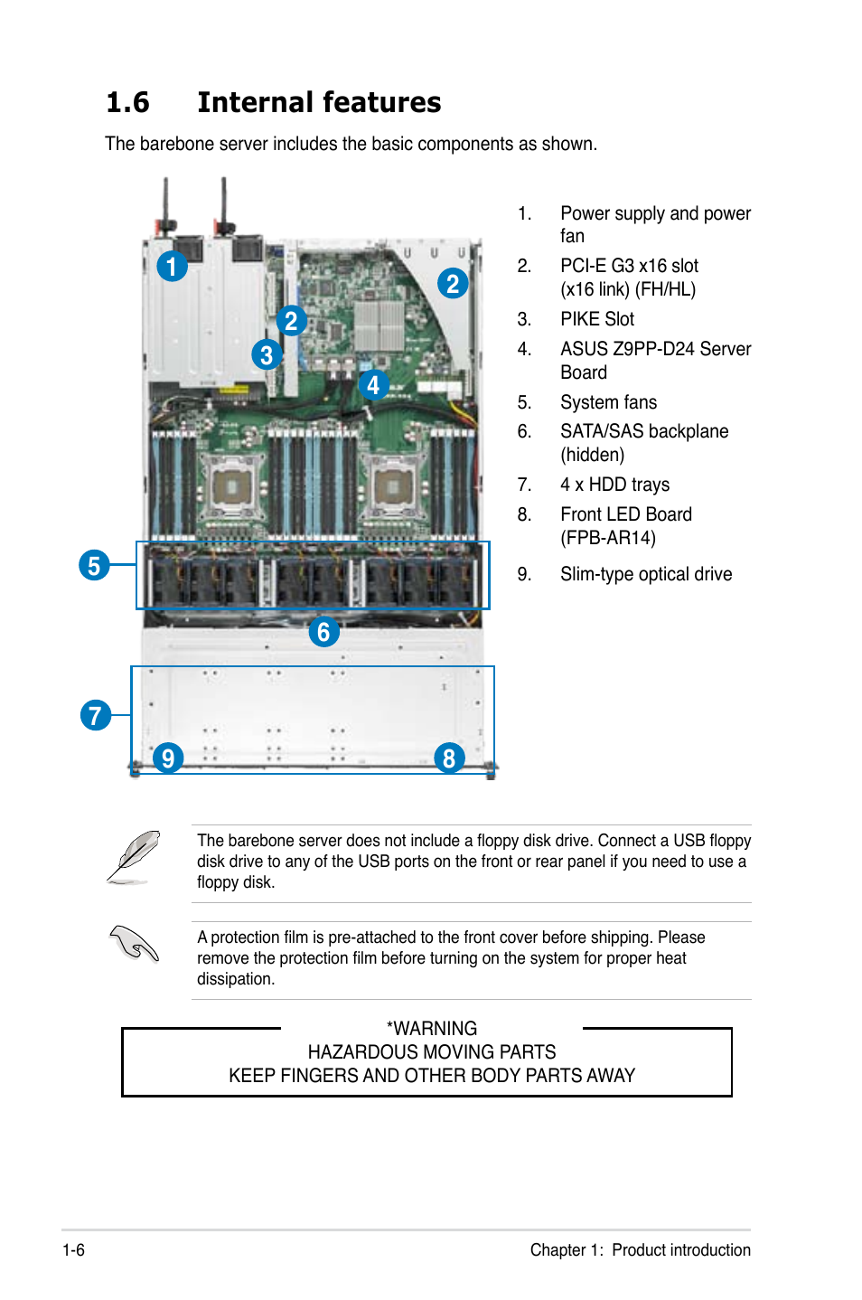 6 internal features, Internal features -6 | Asus RS700-E7/RS4 User Manual | Page 16 / 196
