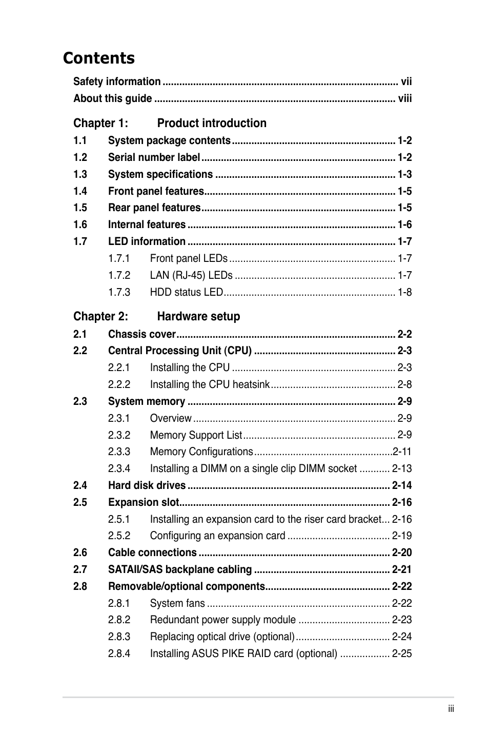 Asus RS700-E7/RS4 User Manual | Page 3 / 196