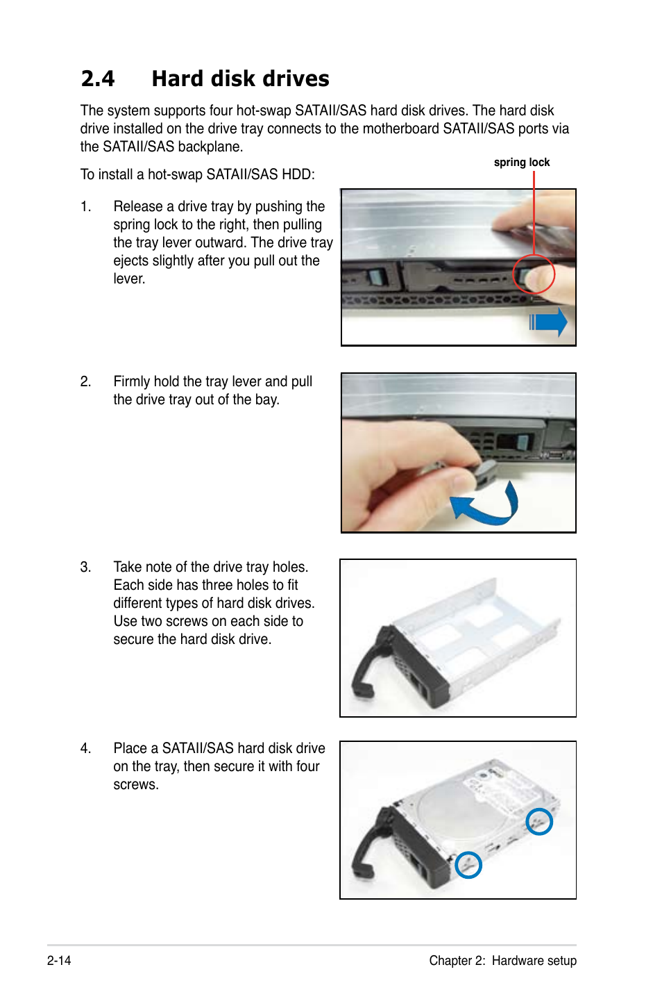 4 hard disk drives, Hard disk drives -14 | Asus RS700-E7/RS4 User Manual | Page 32 / 196