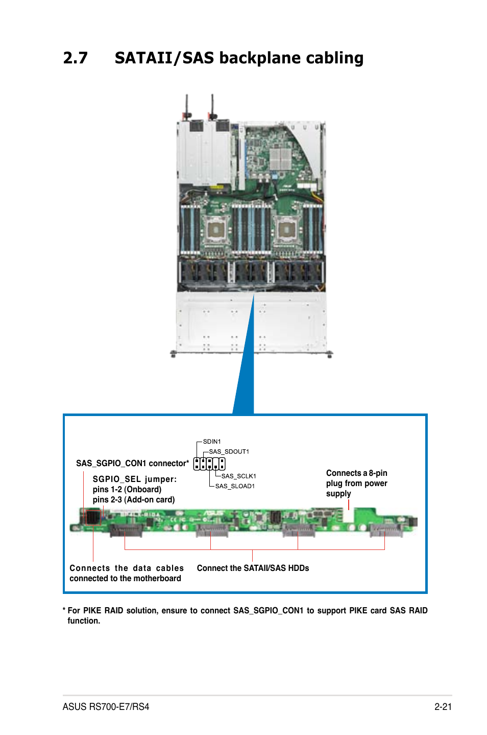7 sataii/sas backplane cabling, Sataii/sas backplane cabling -21 | Asus RS700-E7/RS4 User Manual | Page 39 / 196