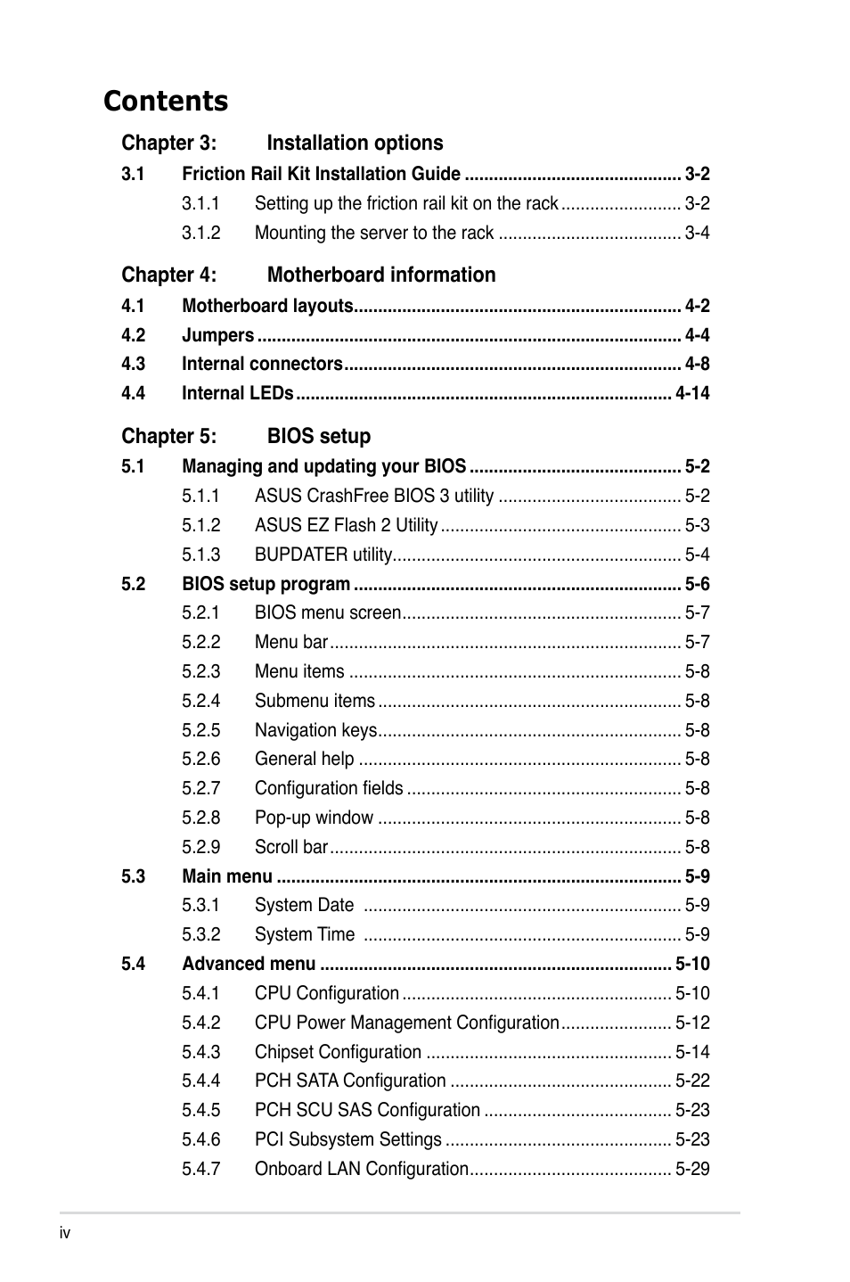 Asus RS700-E7/RS4 User Manual | Page 4 / 196
