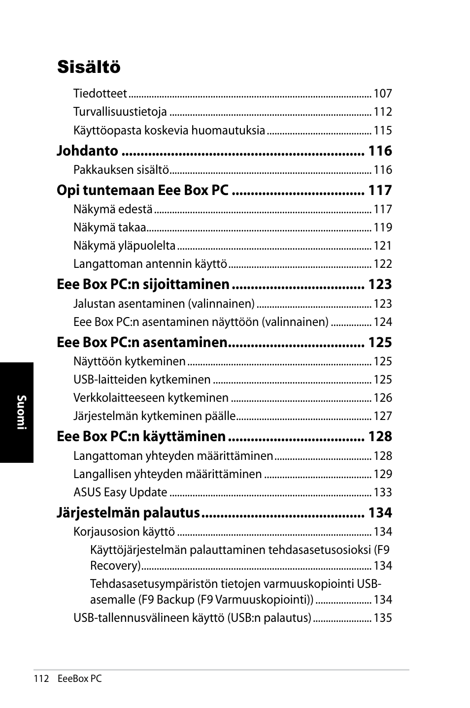 Sisältö | Asus EB1007 User Manual | Page 112 / 181