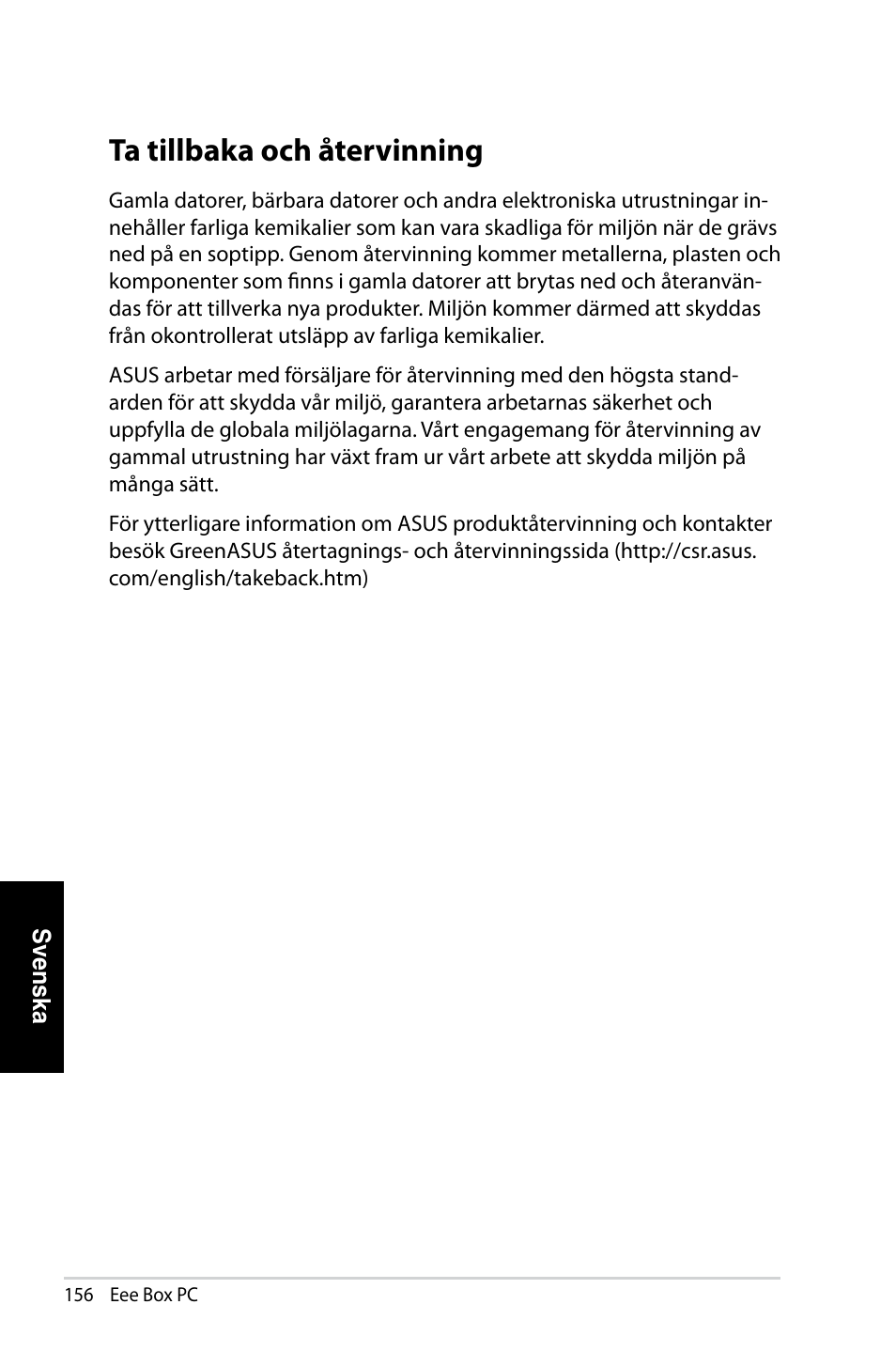 Ta tillbaka och återvinning | Asus EB1007 User Manual | Page 156 / 181