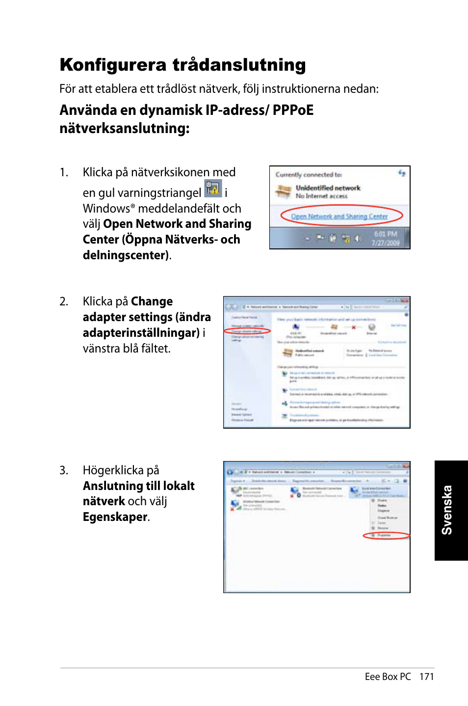 Konfigurera trådanslutning | Asus EB1007 User Manual | Page 171 / 181