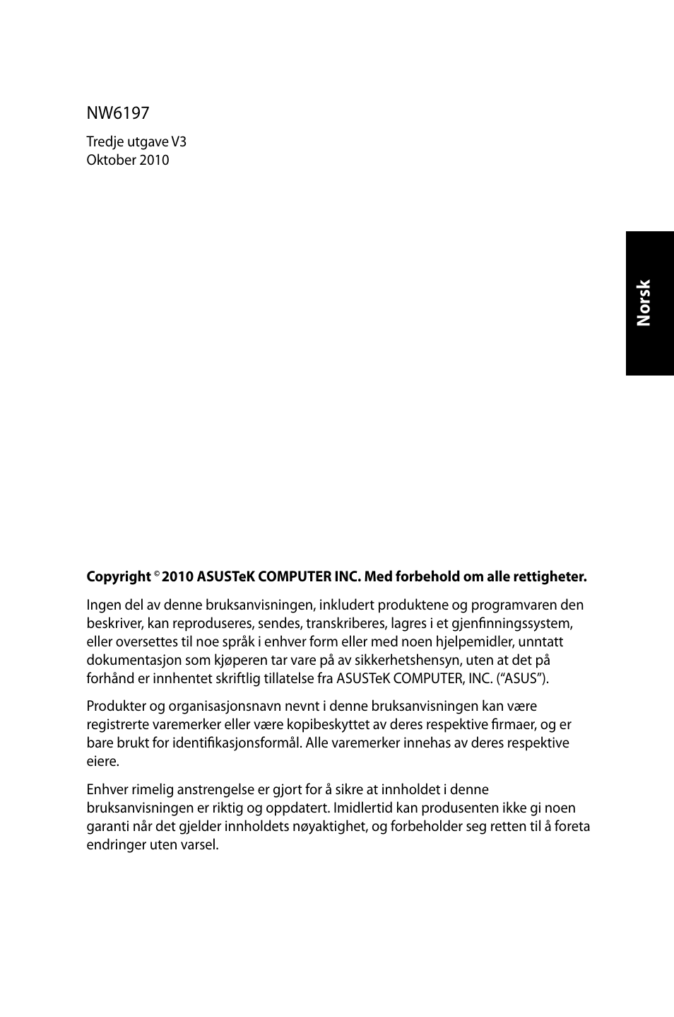 Norsk nw6197 | Asus EB1007 User Manual | Page 39 / 181