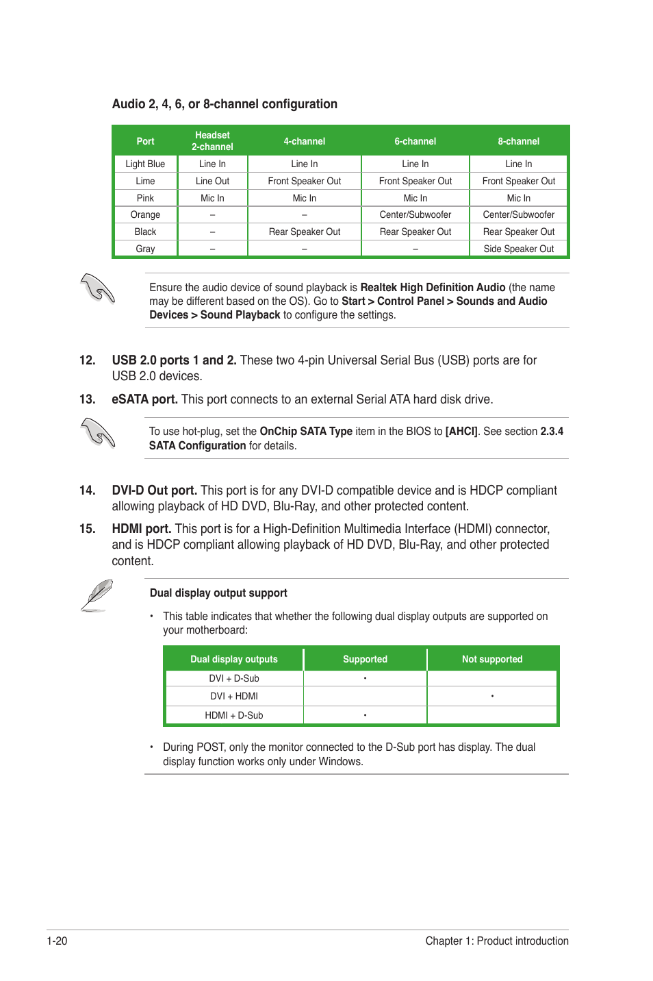 Audio 2, 4, 6, or 8-channel configuration | Asus M4A78-EM User Manual | Page 32 / 64