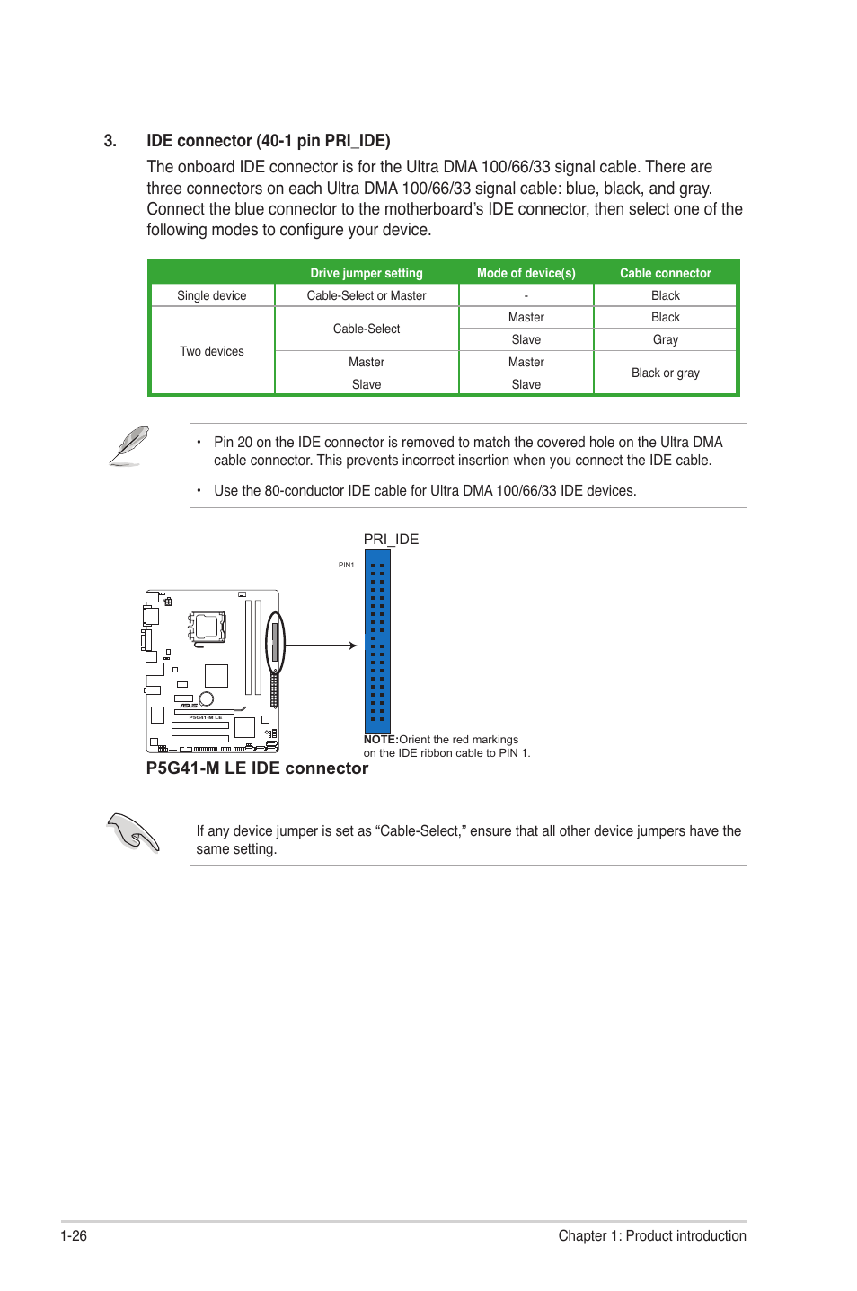 P5g41-m le ide connector | Asus P5G41-M LE User Manual | Page 36 / 62