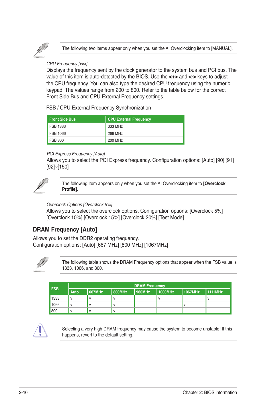 Dram frequency [auto | Asus P5G41-M LE User Manual | Page 52 / 62