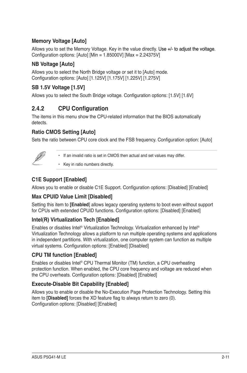 2 cpu configuration | Asus P5G41-M LE User Manual | Page 53 / 62