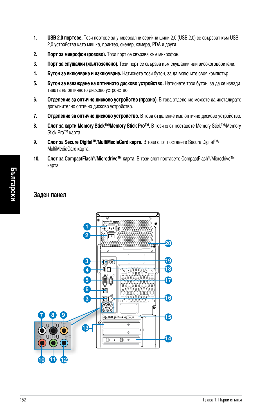 Български, Заден панел | Asus CM1831 User Manual | Page 154 / 212