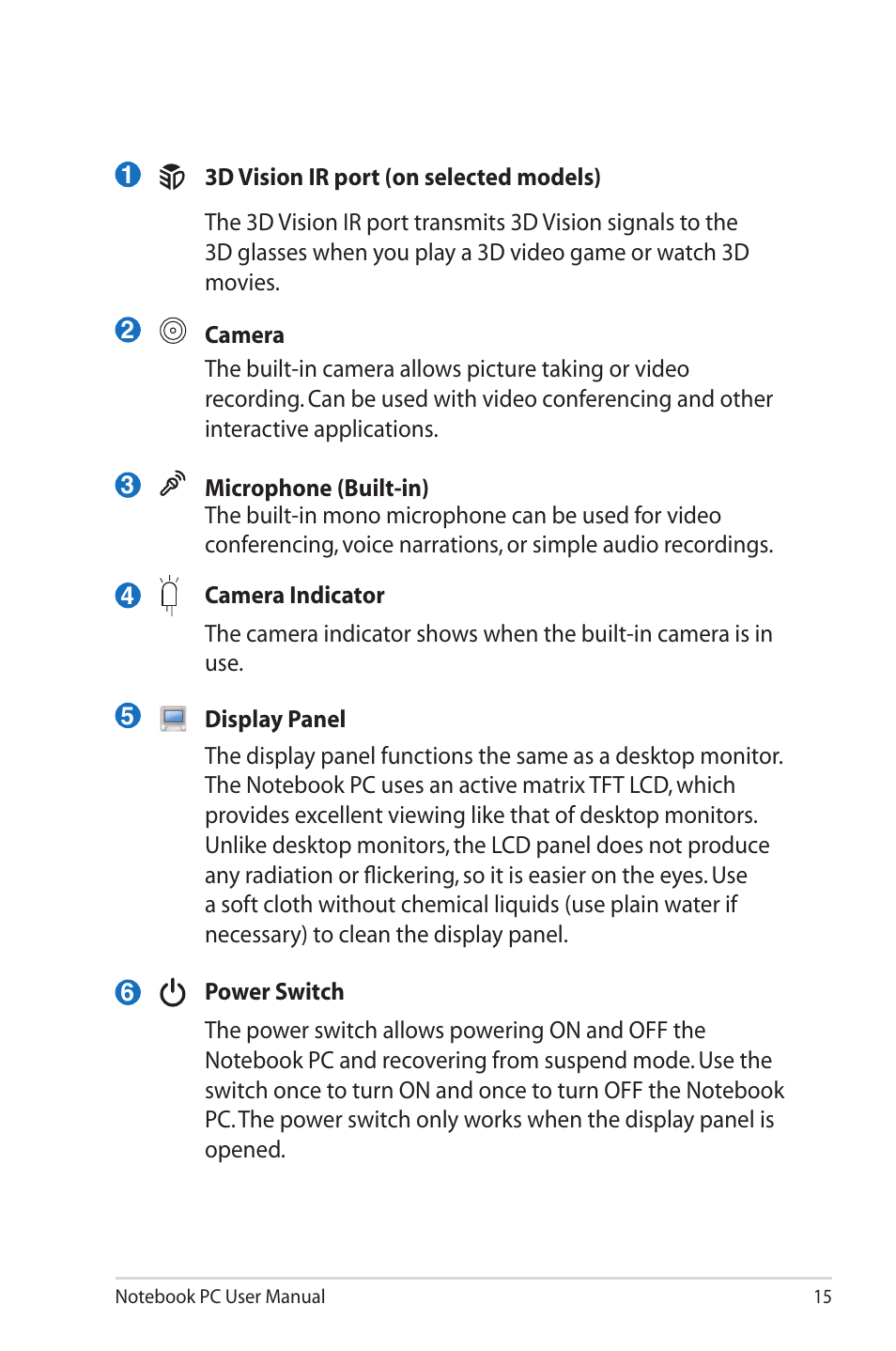 Asus G55VW User Manual | Page 15 / 134