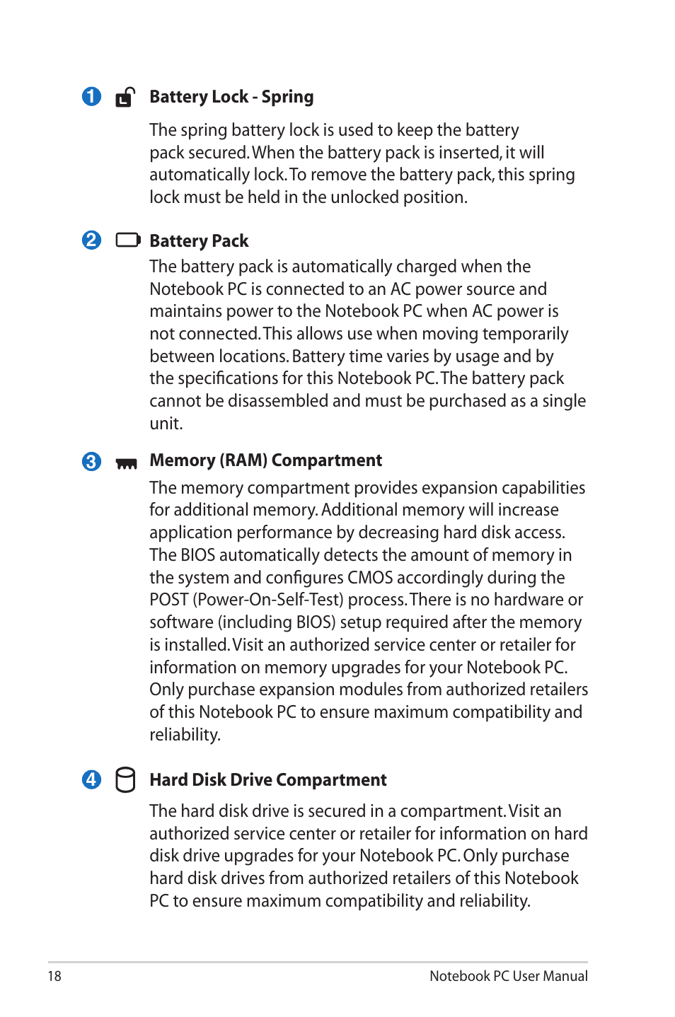 Asus G55VW User Manual | Page 18 / 134