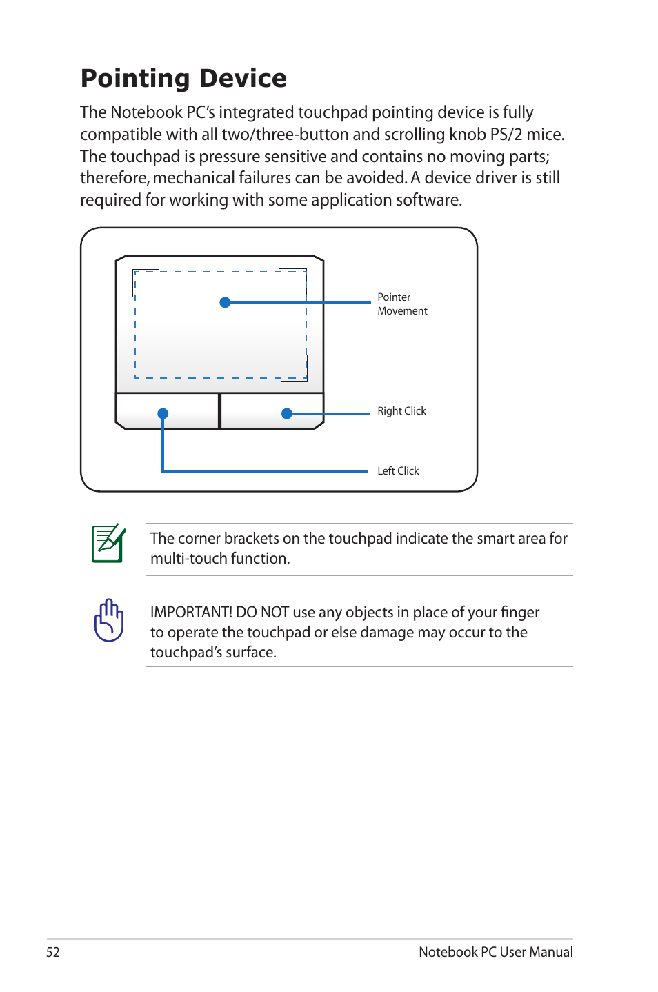 Pointing device | Asus G55VW User Manual | Page 52 / 134