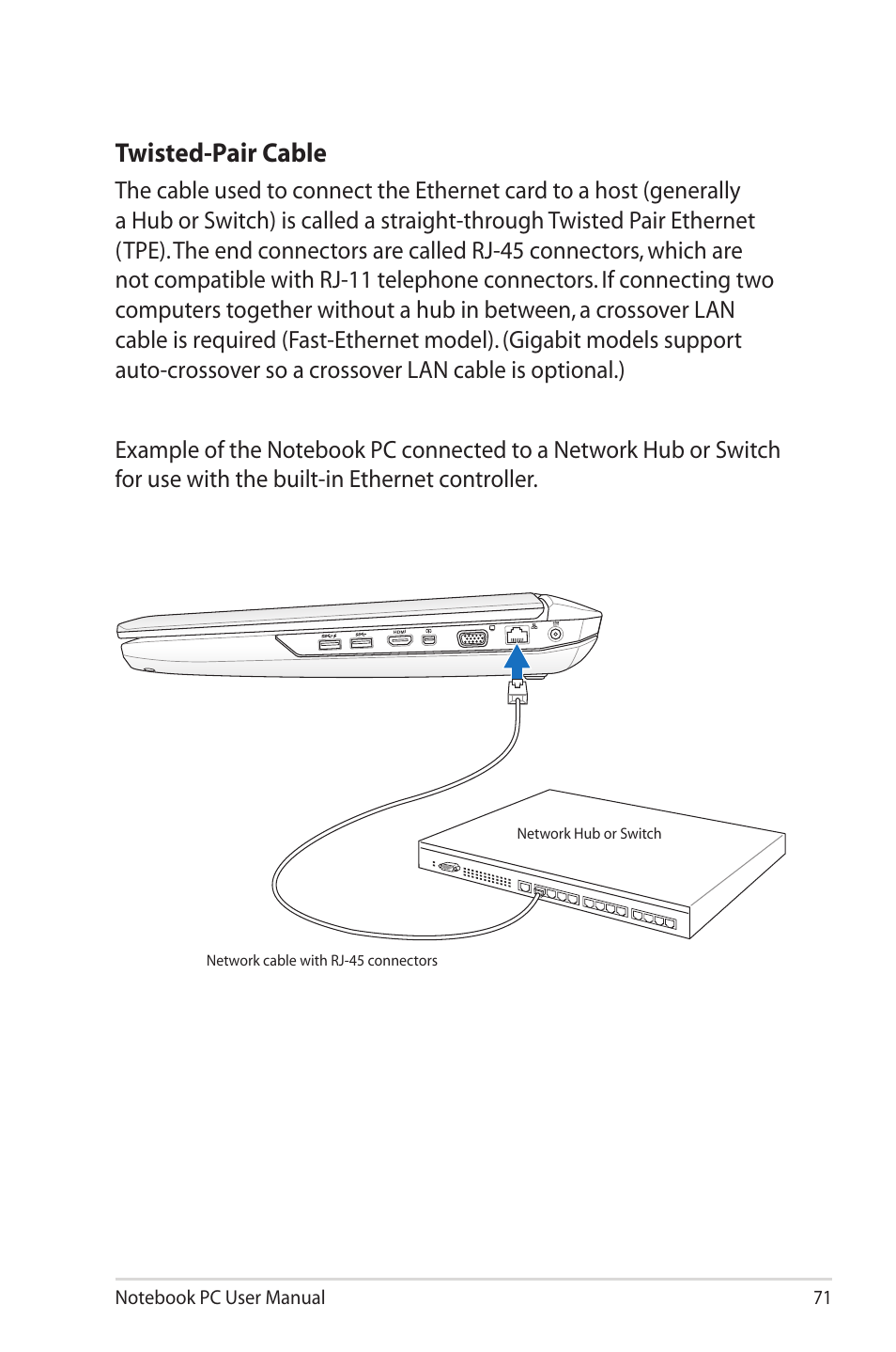 Twisted-pair cable | Asus G55VW User Manual | Page 71 / 134