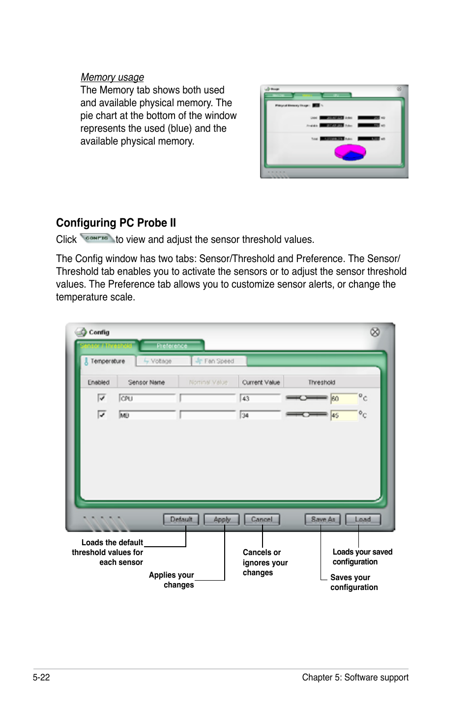 Configuring pc probe ii | Asus M3A User Manual | Page 122 / 134