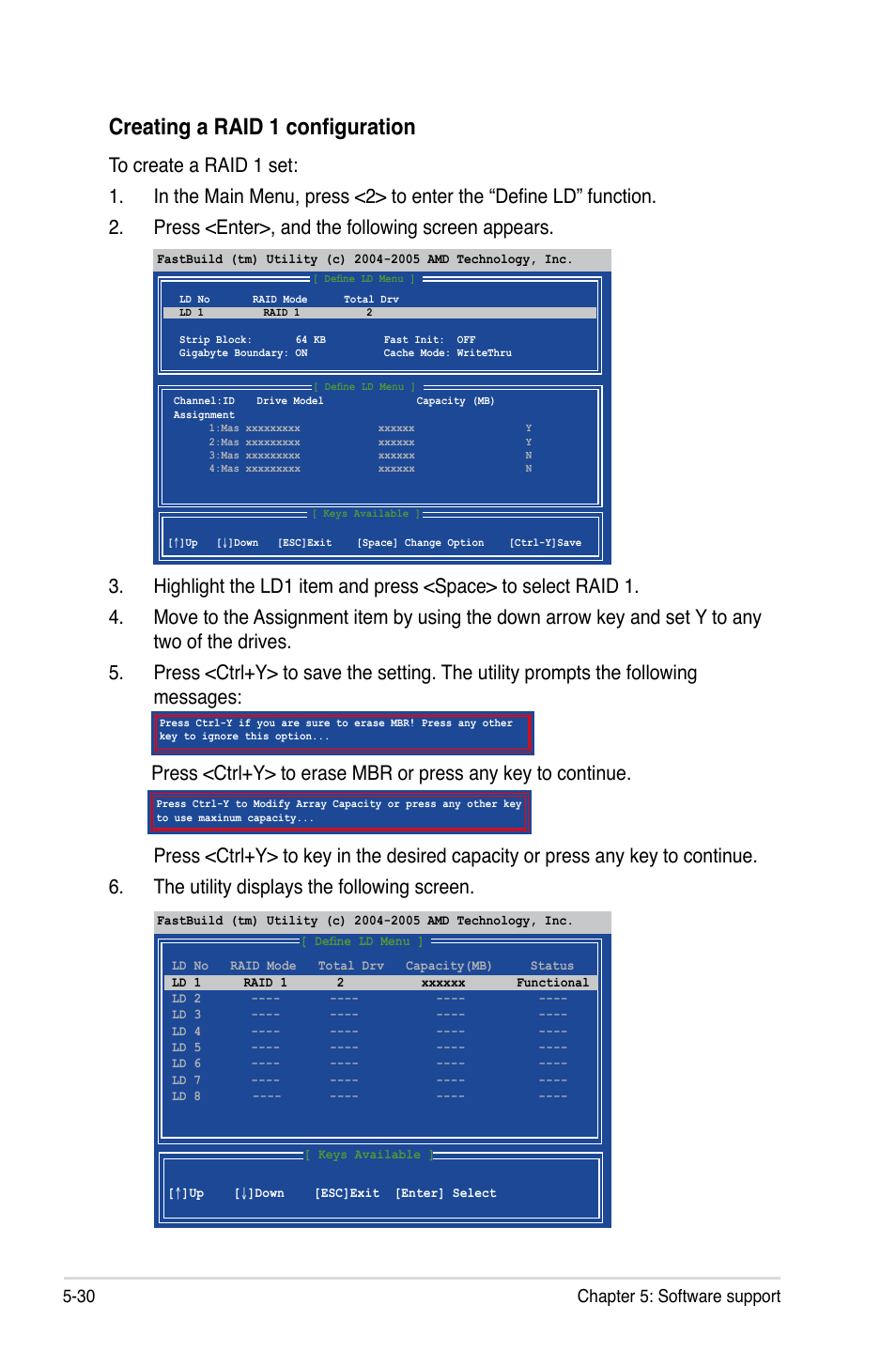 Creating a raid 1 configuration, 30 chapter 5: software support | Asus M3A User Manual | Page 130 / 134