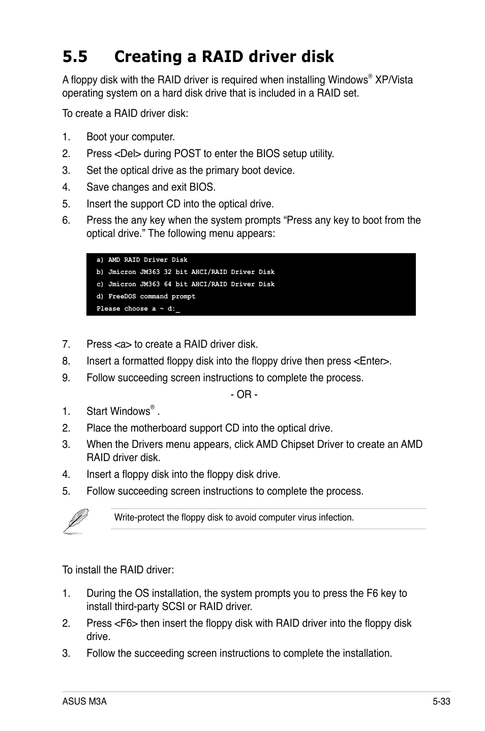 5 creating a raid driver disk | Asus M3A User Manual | Page 133 / 134