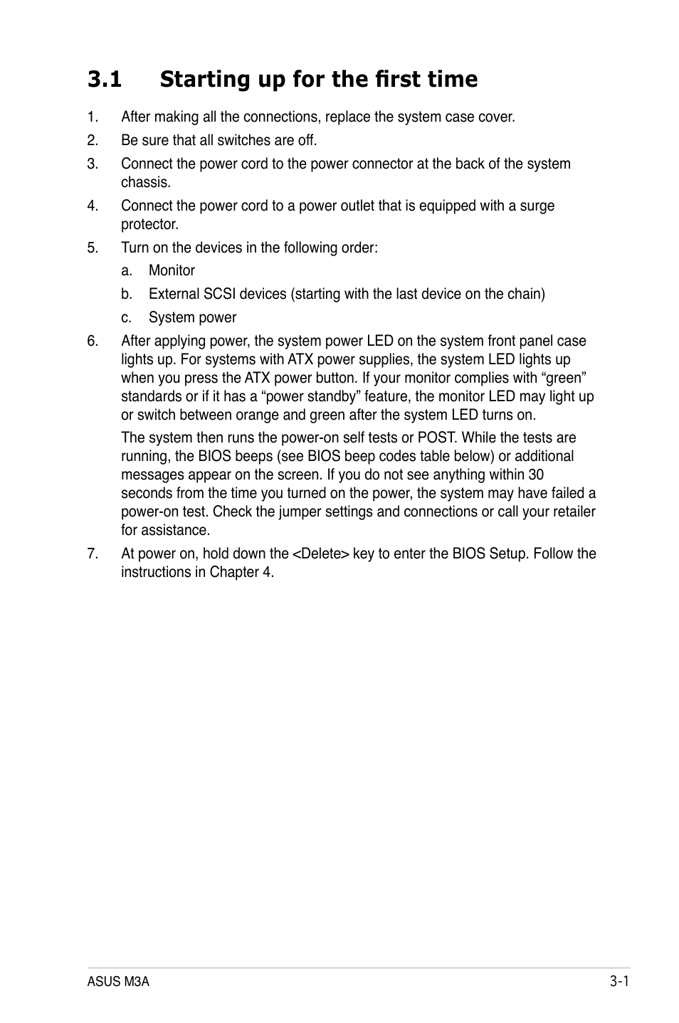 1 starting up for the first time | Asus M3A User Manual | Page 57 / 134