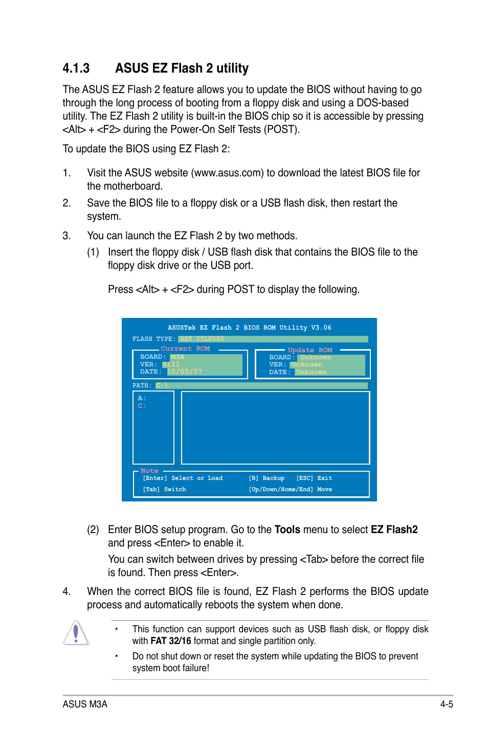 3 asus ez flash 2 utility | Asus M3A User Manual | Page 65 / 134