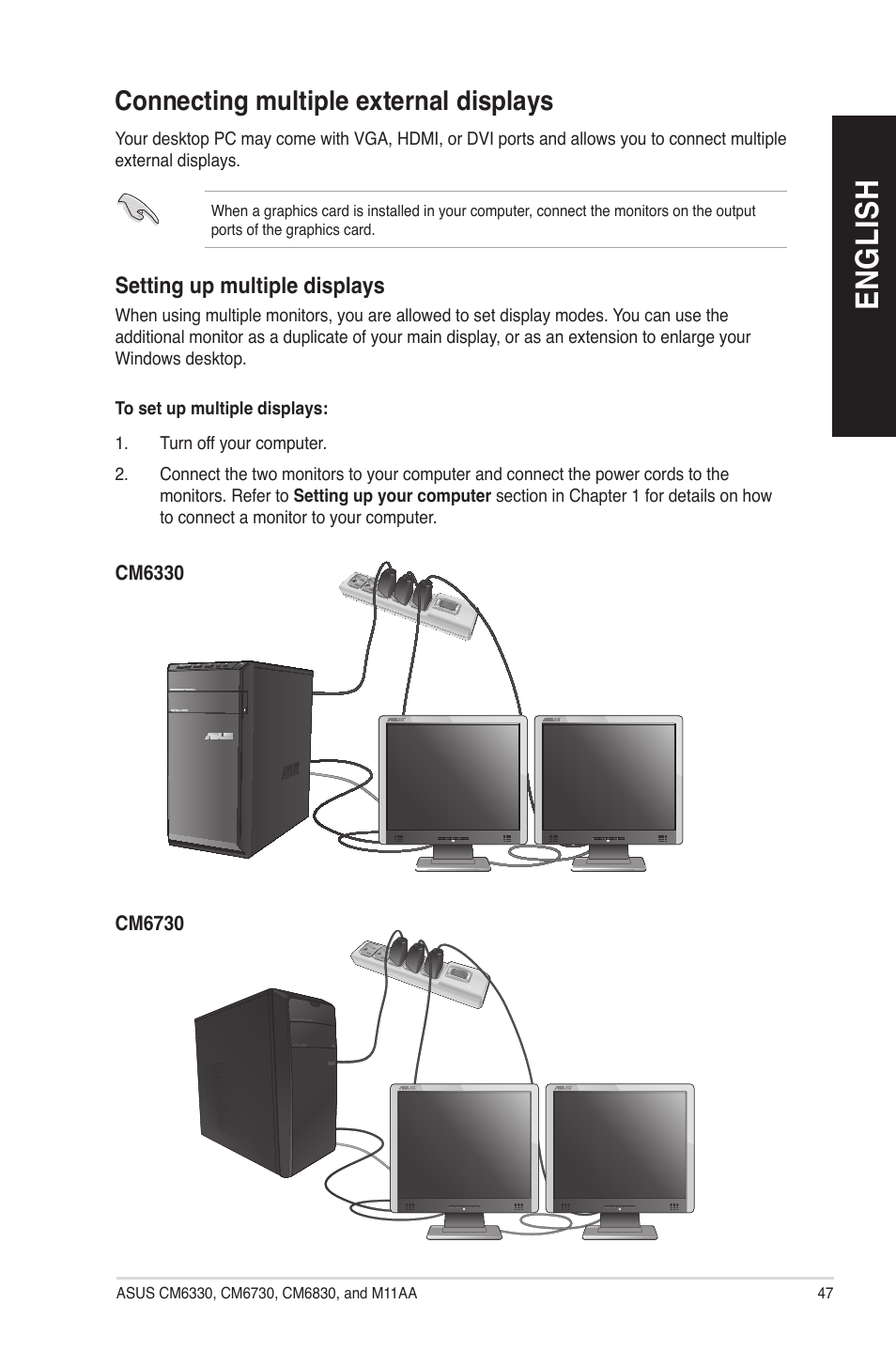 Connecting multiple external displays, En gl is h en gl is h | Asus CM6830 User Manual | Page 47 / 90