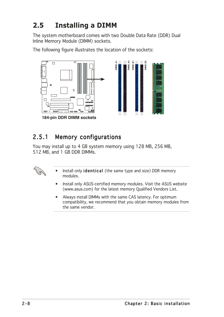 5 installing a dimm | Asus Vintage-AH1 User Manual | Page 26 / 113