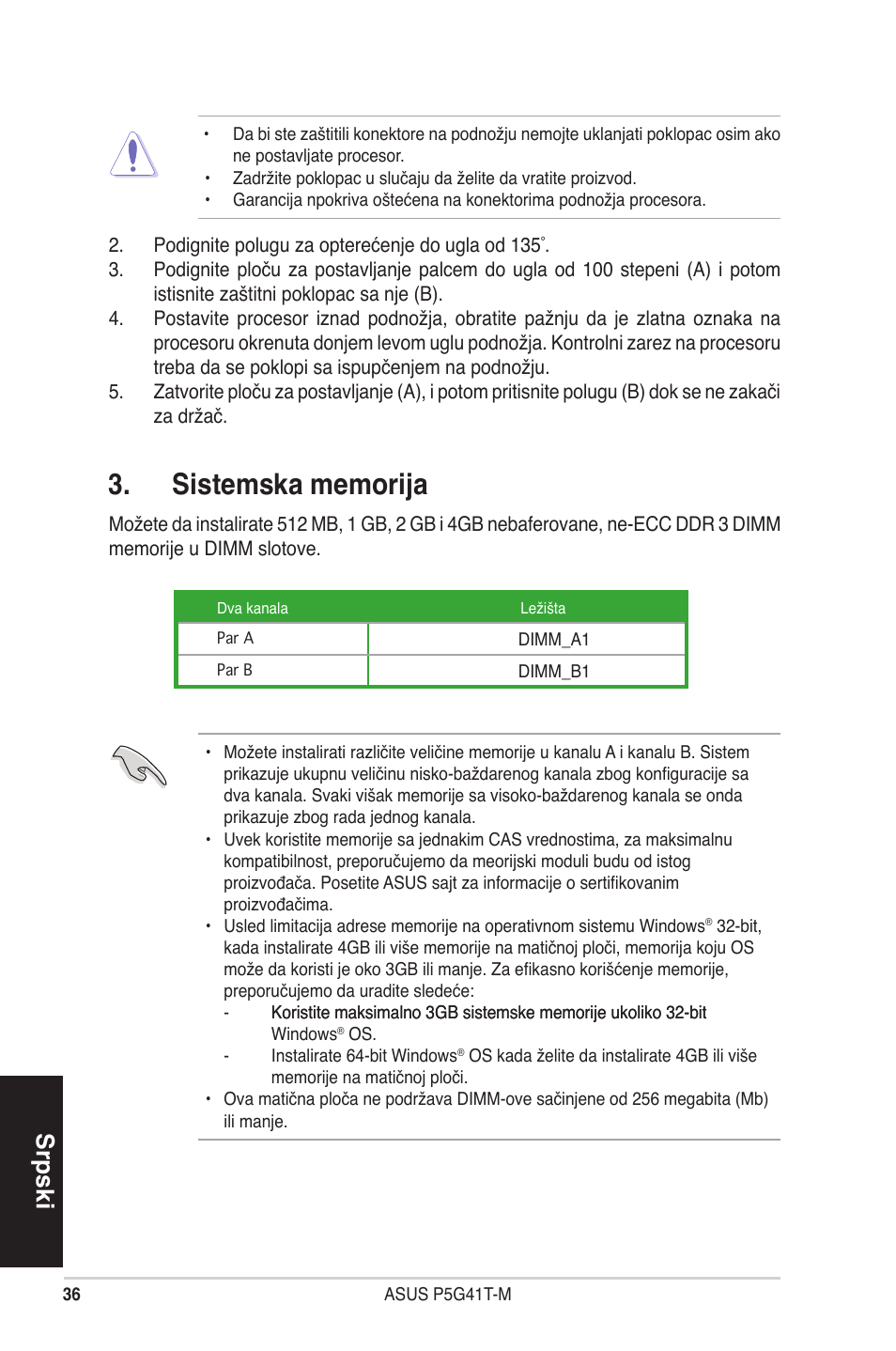 Srpski | Asus P5G41T-M/USB3 User Manual | Page 36 / 41