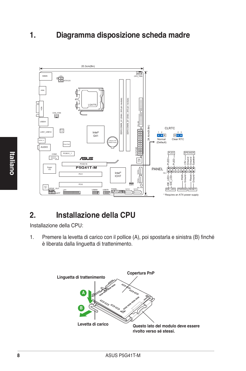 Italiano, Asus p5g41t-m | Asus P5G41T-M/USB3 User Manual | Page 8 / 41