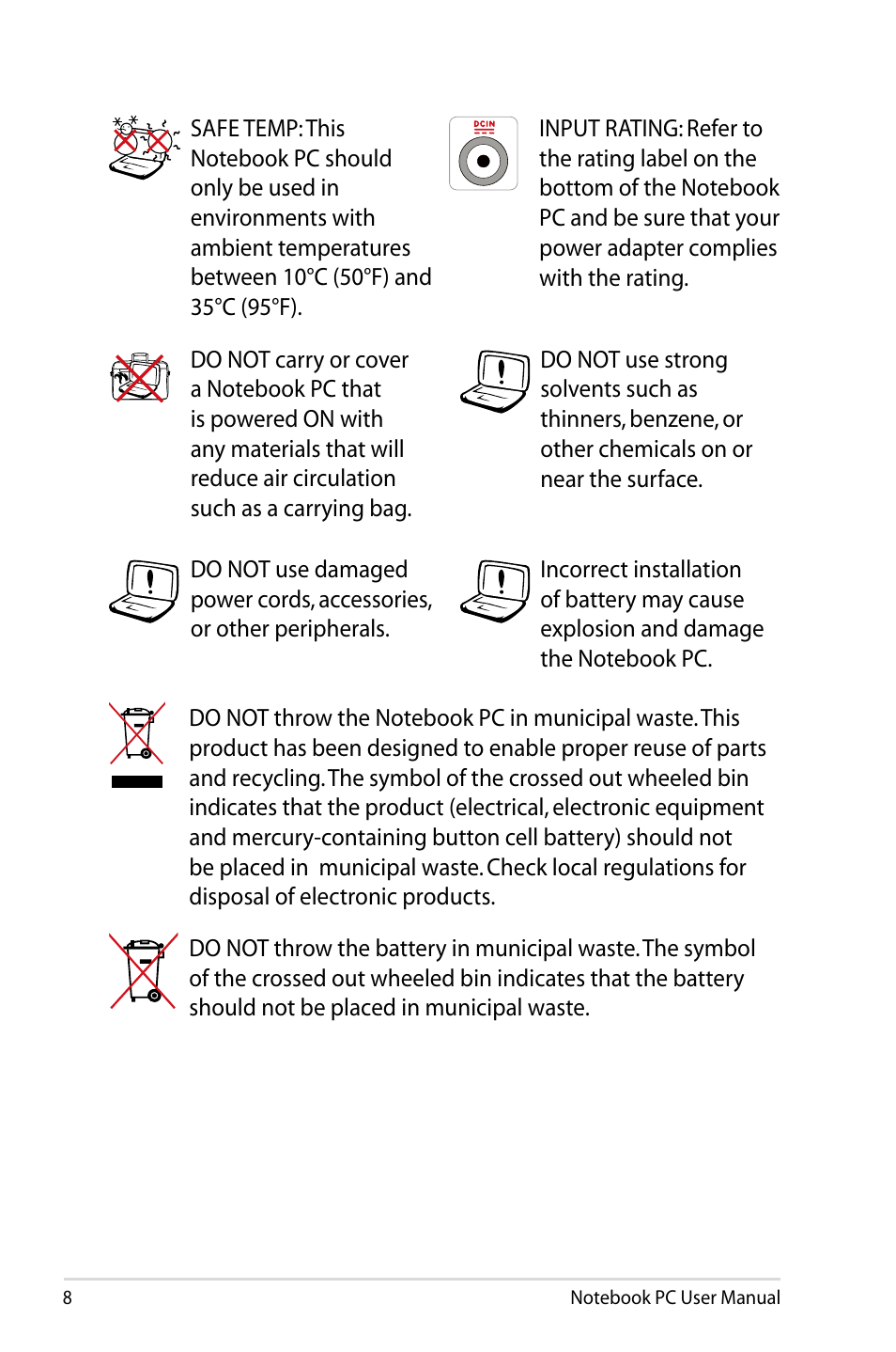 Asus X93SM User Manual | Page 8 / 120