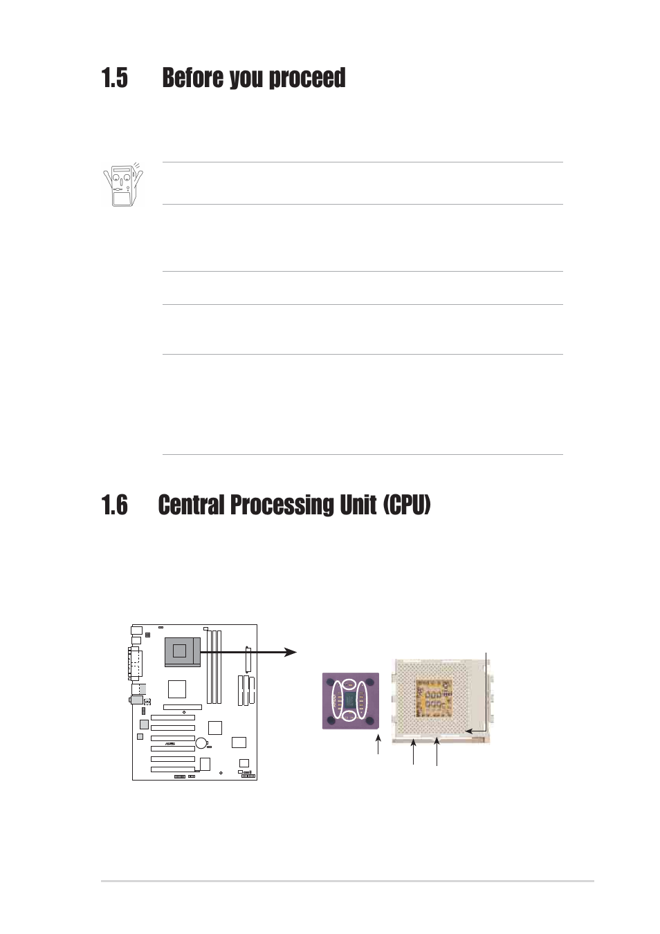 5 before you proceed, 6 central processing unit (cpu) | Asus A7V333-X User Manual | Page 17 / 64