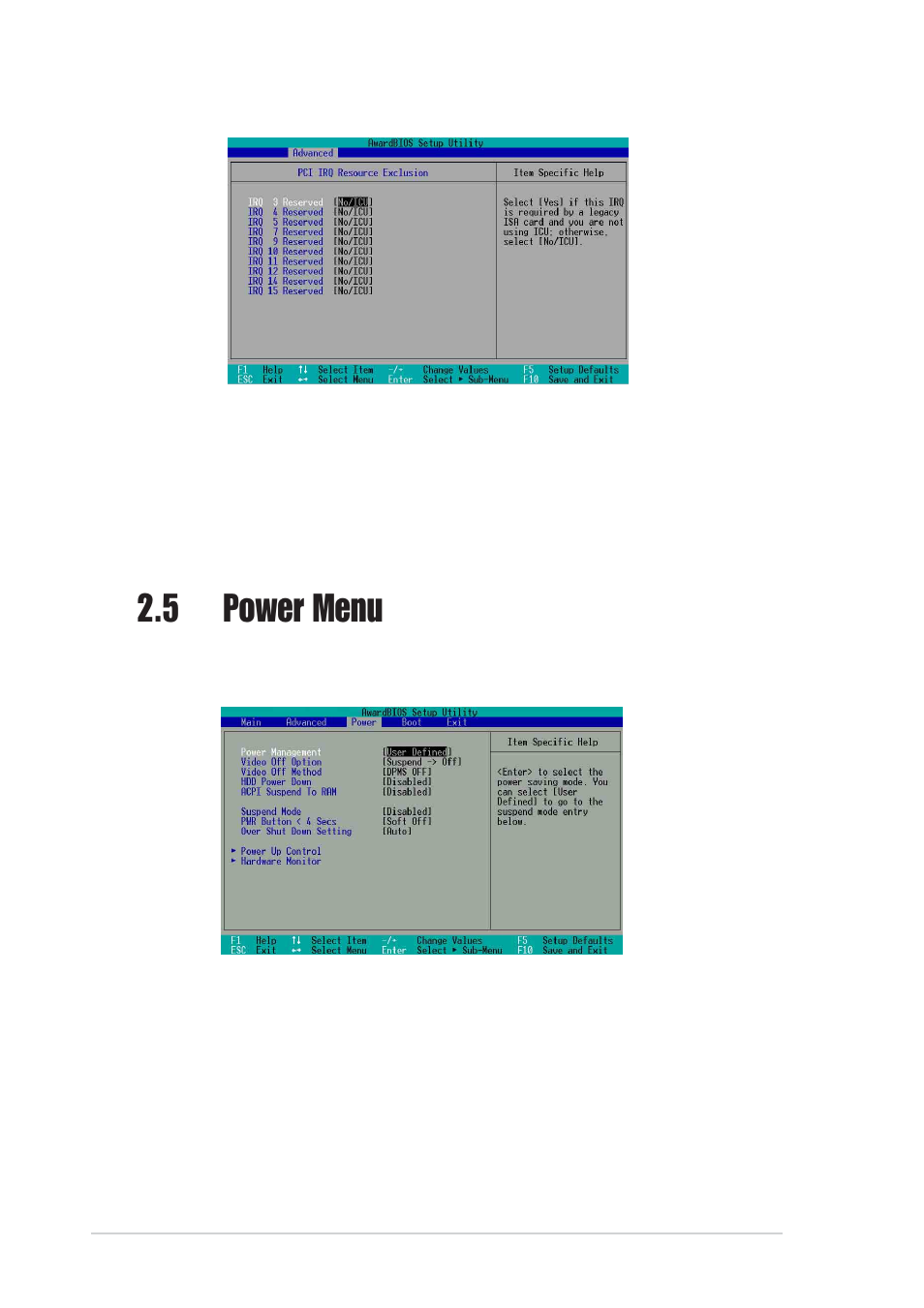 5 power menu | Asus A7V333-X User Manual | Page 49 / 64