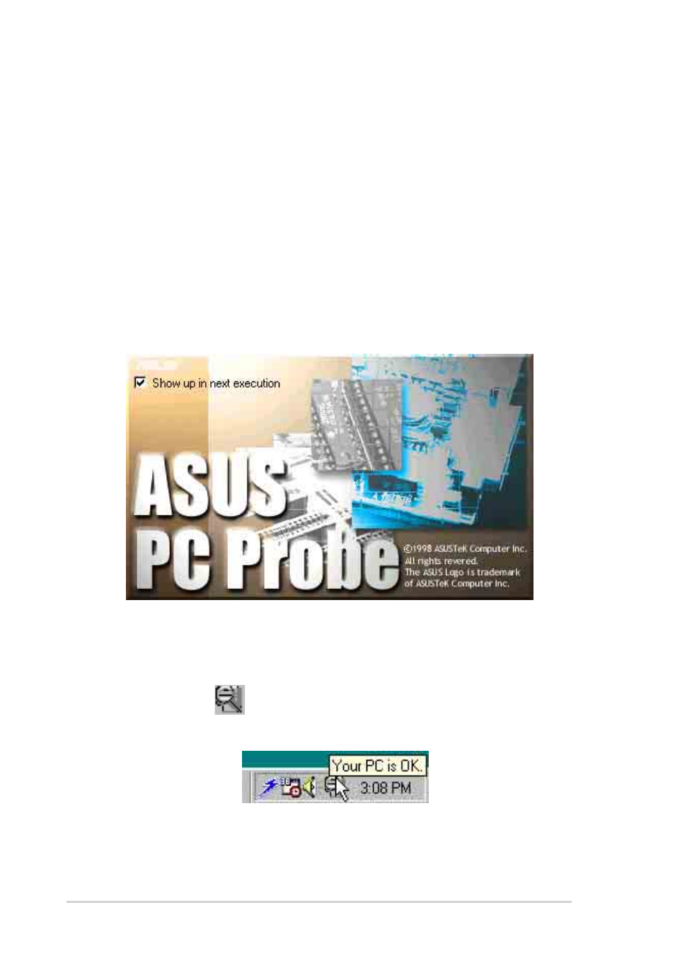 2 asus pc probe, Starting asus pc probe | Asus A7V333-X User Manual | Page 61 / 64