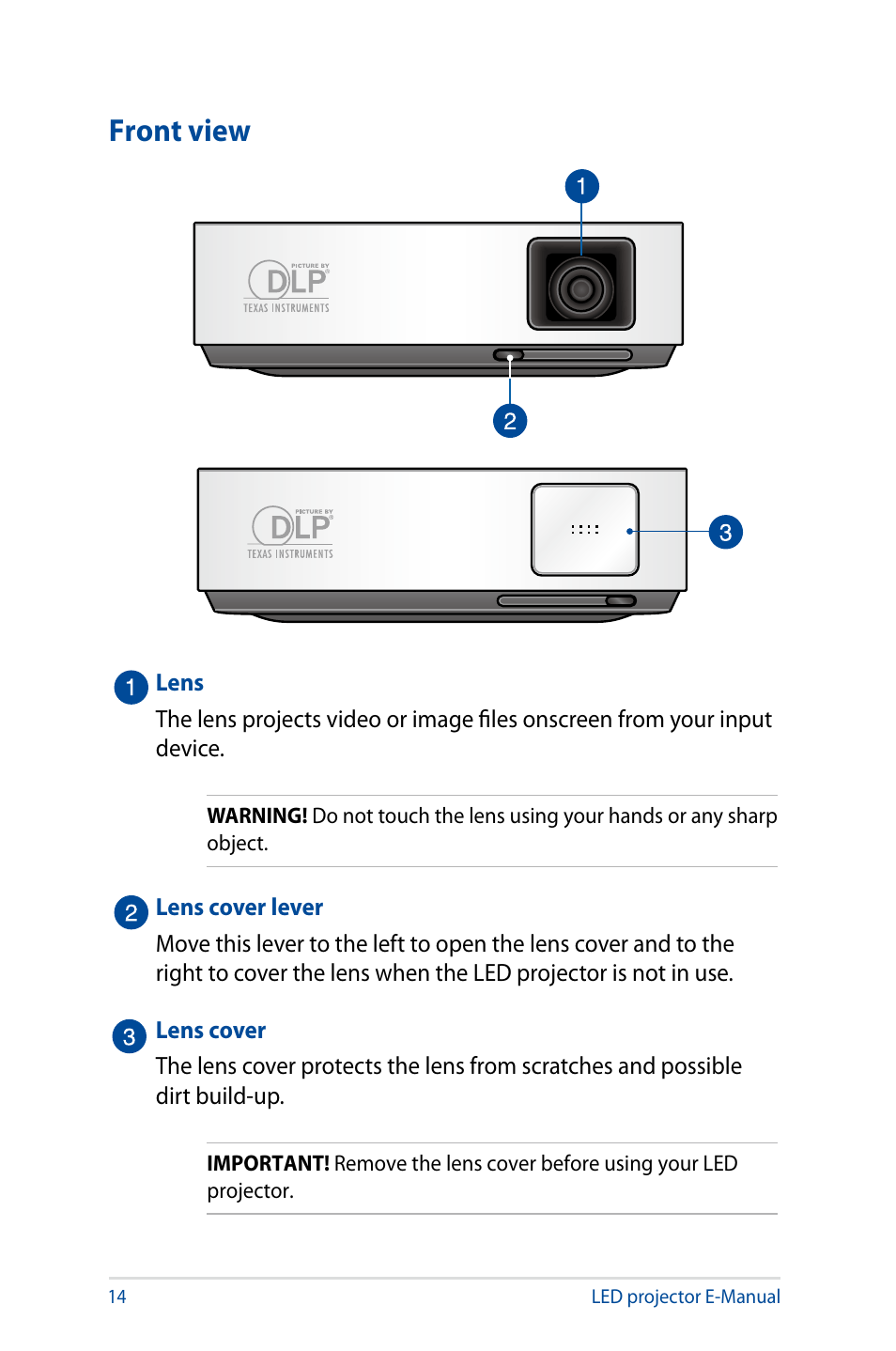 Front view | Asus S1 User Manual | Page 14 / 46