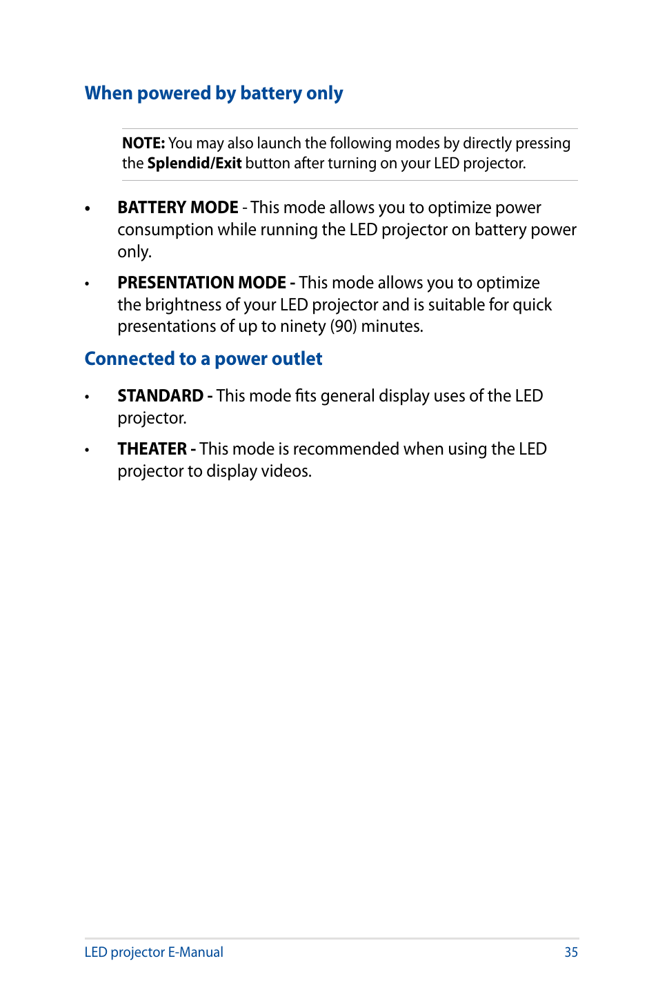 When powered by battery only, Connected to a power outlet | Asus S1 User Manual | Page 35 / 46