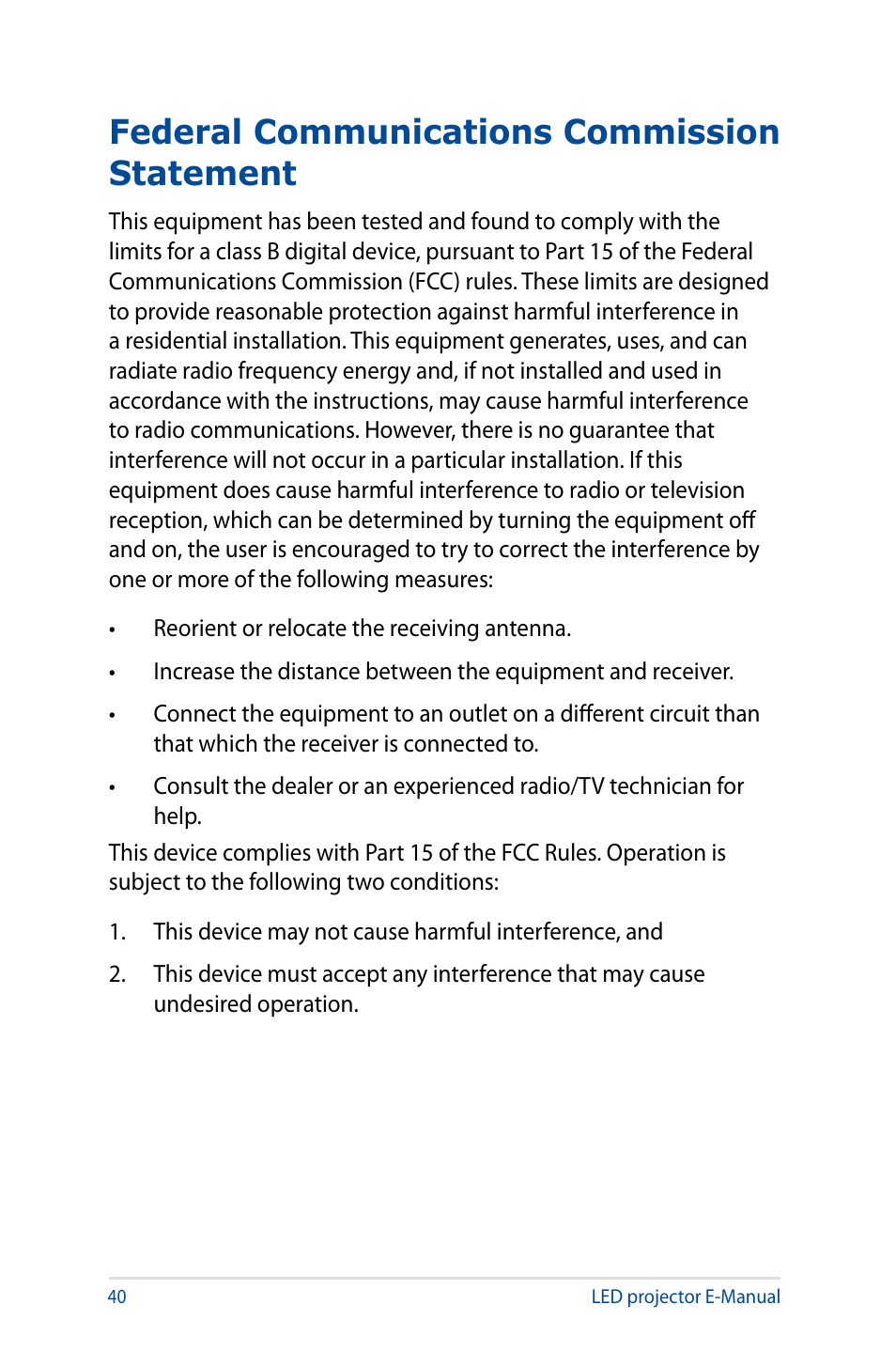 Federal communications commission statement | Asus S1 User Manual | Page 40 / 46