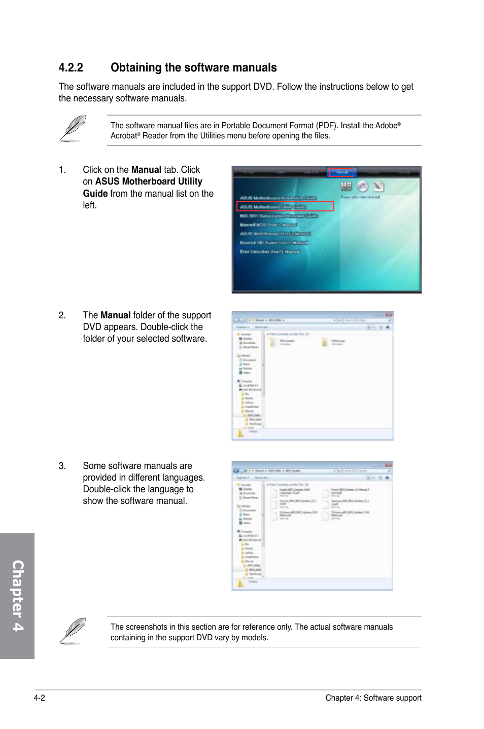 2 obtaining the software manuals, Obtaining the software manuals -2, Chapter 4 | Asus SABERTOOTH X79 User Manual | Page 108 / 148