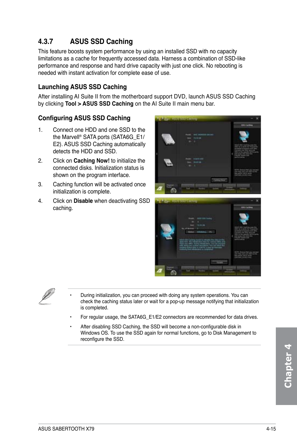 7 asus ssd caching, Asus ssd caching -15, Chapter 4 | Asus SABERTOOTH X79 User Manual | Page 121 / 148