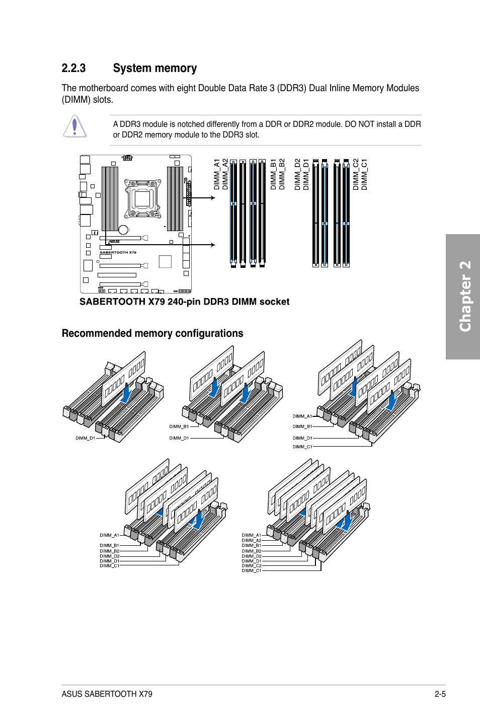 3 system memory, System memory -5, Chapter 2 | Asus SABERTOOTH X79 User Manual | Page 23 / 148