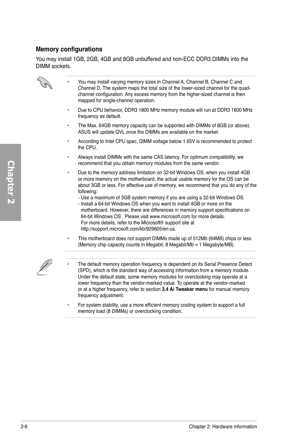 Chapter 2 | Asus SABERTOOTH X79 User Manual | Page 24 / 148