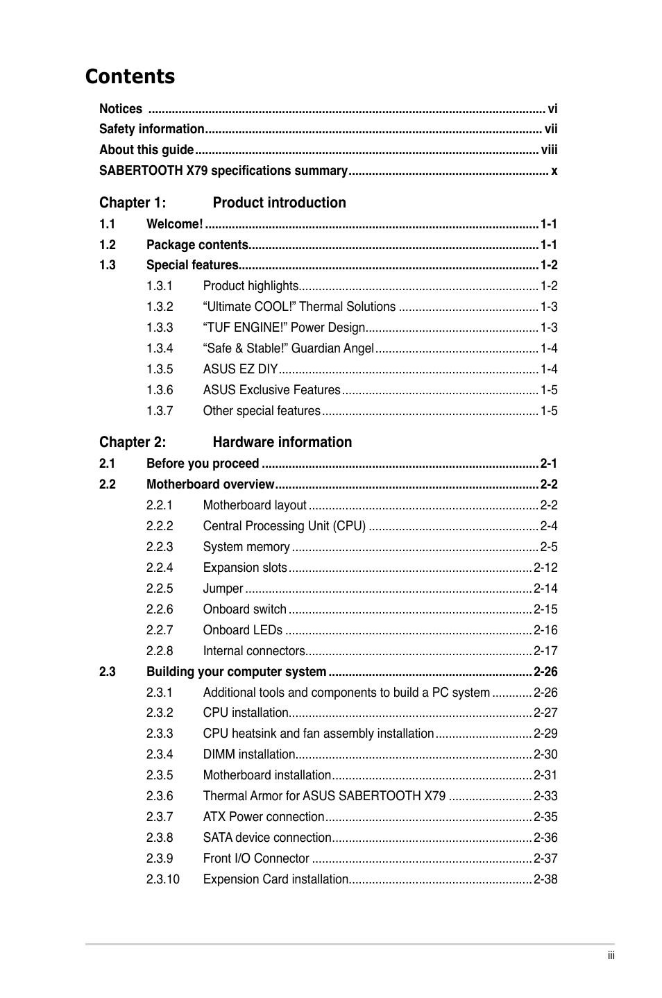 Asus SABERTOOTH X79 User Manual | Page 3 / 148