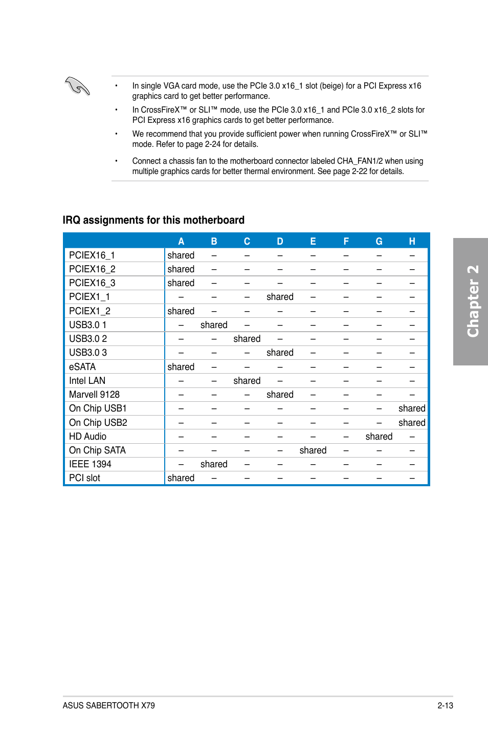 Chapter 2 | Asus SABERTOOTH X79 User Manual | Page 31 / 148