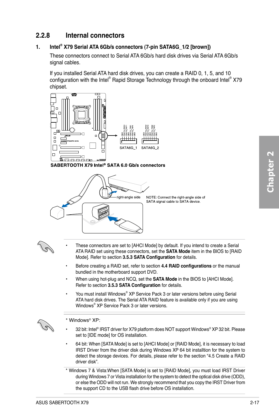 8 internal connectors, Internal connectors -17, Chapter 2 | Asus SABERTOOTH X79 User Manual | Page 35 / 148