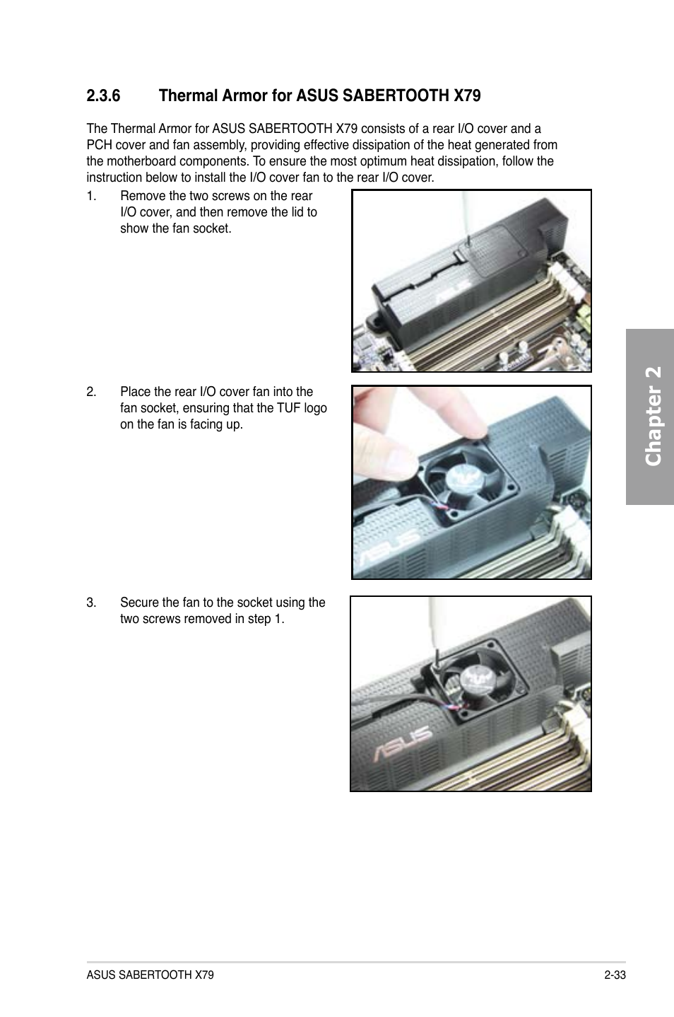 6 thermal armor for asus sabertooth x79, Thermal armor for asus sabertooth x79 -33, Chapter 2 | Asus SABERTOOTH X79 User Manual | Page 51 / 148